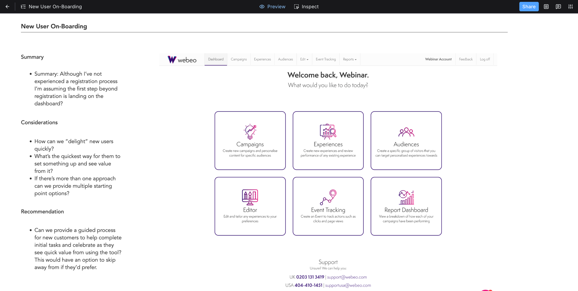 Webeo campaign creation interface